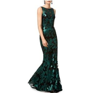 Badgley Mischka | Green Sequin Ivy Gown | Prom Formal Wedding Guest | Size 10